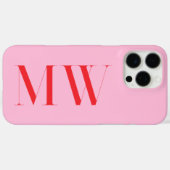 Roze Rood Modern Minimalistisch Initiaal Monogram Case-Mate iPhone Case (Achterkant (horizontaal))