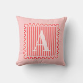 Roze Rood Monogram Preppy Schulpand Kussen (Voorkant)