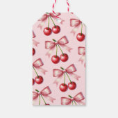 Roze Rood Mutsig Kers Eerste 1e Verjaardag  Cadeaulabel (Achterkant)