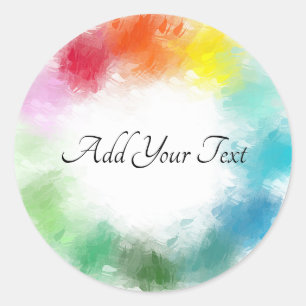 Roze rood Oranje Geel Blauw Paars Wit Ronde Sticker