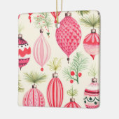Roze Rood Retro Kerst Ornament (Links)