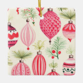 Roze Rood Retro Kerst Ornament (Voorkant)