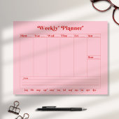 Roze, rood, retro stijl weekplanner Notitieblok