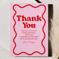 Roze Rood Retro Wavy Border Verjaardagsfeest