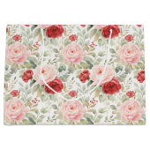 Roze Rood Rozen Bloemrijke Bruidsdouche Groot Cadeauzakje (Voorkant)