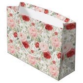 Roze Rood Rozen Bloemrijke Bruidsdouche Groot Cadeauzakje (Achterkant Gekanteld)