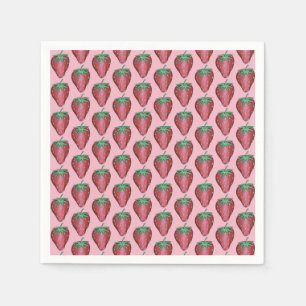 Roze Rood Sappig Aardbeien Fruit Print Servet