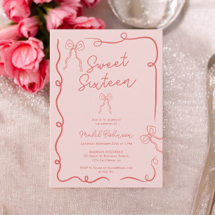 Roze rood schattige strikken linten illustraties S Kaart