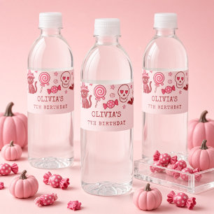 Roze Rood Spooktastisch Spook Persoonlijke Hallowe Waterfles Etiket