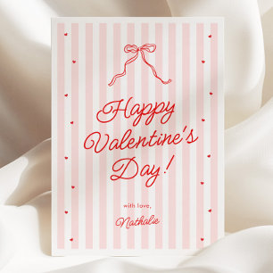 Roze Rood Strik Galentine's Valentijnsdag Kaart