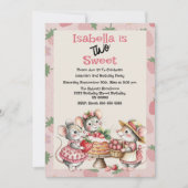 Roze Rood Twee Zoete Aardbei 2e Verjaardagsfeest Kaart (Voorkant)