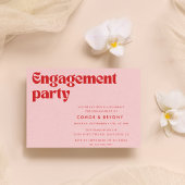 Roze Rood Verlovingsfeest Uitnodiging