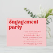 Roze Rood Verlovingsfeest Uitnodiging (Staand voorkant)