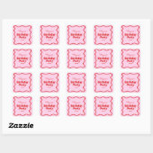 Roze Rood Wavy Border Verjaardagsfeest Vierkante Sticker (Vel)
