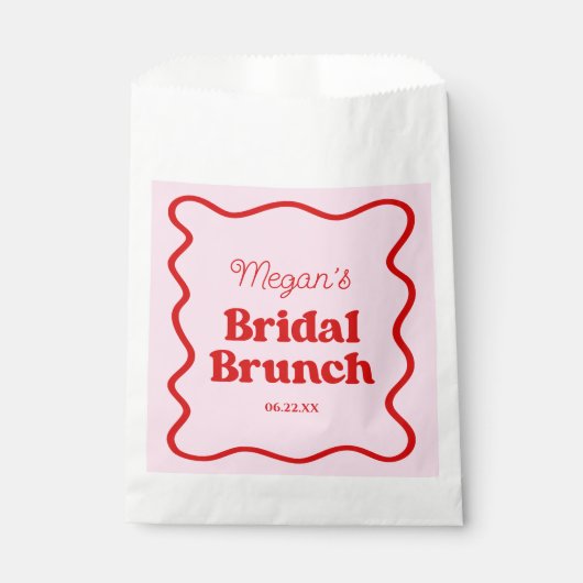 Roze Rood Wavy Border Vrijgezellenfeest Brunch Bedankzakje (Voorkant)