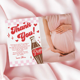 Roze Rood Ze is klaar om te baren Baby Shower Foto Bedankkaart