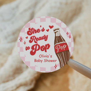Roze Rood Ze staat op het punt te barsten Baby Sho Ronde Sticker