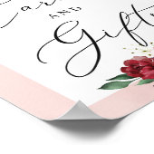 Roze roodachtige bordeauxrode bloemkaarten en gesc poster (Hoek)