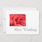 Roze roodroze roodbloem bruiloft kaart (Achterkant)