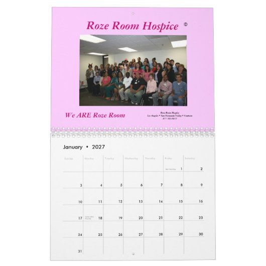 Roze Room Hospice 2009 Agenda Kalender (Jan 2027)