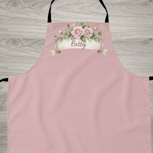 Roze Roos Aangepaste Naam Schort