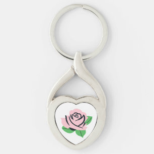 Roze Roos Aanpasbare Naam Sleutelhanger