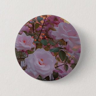 Roze roos accessoires ronde button 5,7 cm