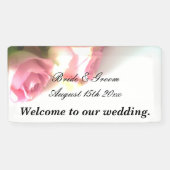 Roze roos afbeelding bruiloft welkom banner teken (Horizontaal)