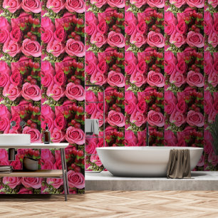 Roze Roos Afbeelding Gedrukte Muur Accenten Behand Behang