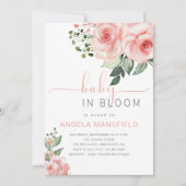 Roze Roos Baby in Bloom Shower Kaart (Voorkant)