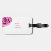 Roze Roos Bagage Label (Achterkant horizontaal)