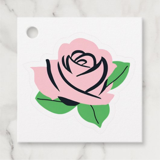 Roze Roos Bedankjes Labels (Voorkant)