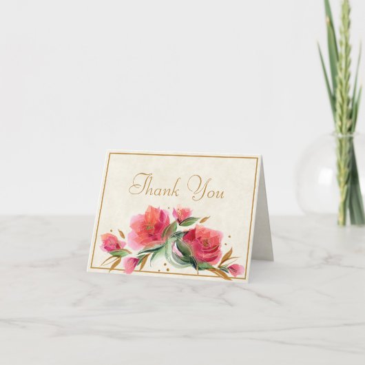 Roze roos bedankkaart (Voorkant)