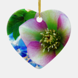 Roze Roos blauwe glazen bol Keramisch Ornament