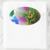 Roze Roos blauwe glazen bol Ovale Sticker (Tas)