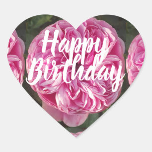 Roze  Roos Bloedfloreel Happy Birthday Hart Sticker