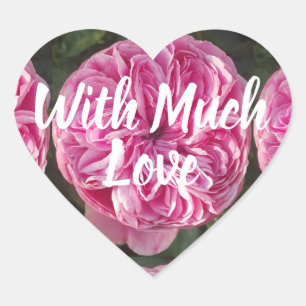 Roze  Roos Bloem met liefde Hart Sticker