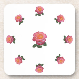 Roze roos bloemen bier onderzetter