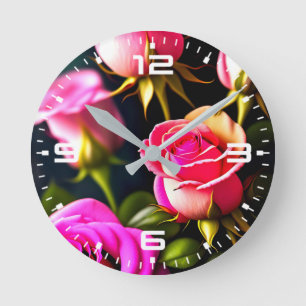 Roze Roos Bloemen Digitale Kunst-48345 Ronde Klok
