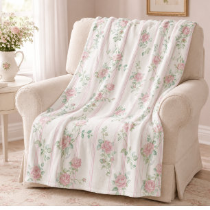 Roze Roos Bloemen Fleece Deken