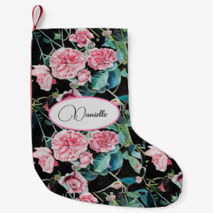 Roze  Roos bloemen Florence Name Stocking Kleine Kerstsok