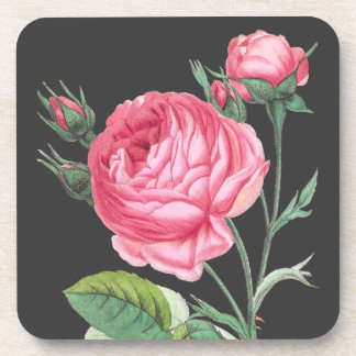 Roze roos bloemend modern bier onderzetter
