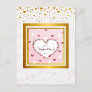 Roze Roos Bloemhartjes Valentijnsdag Cadeaus Briefkaart