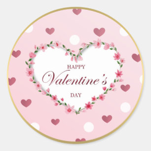 Roze Roos Bloemhartjes Valentijnsdag Cadeaus Ronde Sticker