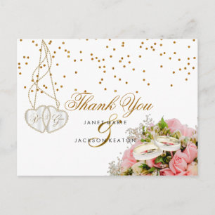 Roze Roos Bloemige Bloemen - Dank Je Briefkaart