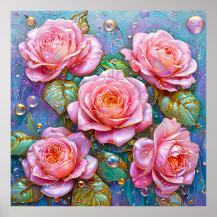 🌸 Roze Roos Bloemige Elegante Huisdecoratie Poster
