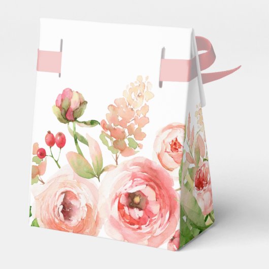 Roze Roos Bloemige Groene Meisje Baby Shower Bedankdoosjes (Achterkant)