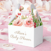 Roze Roos Bloemige Groene Meisje Baby Shower Bedankdoosjes
