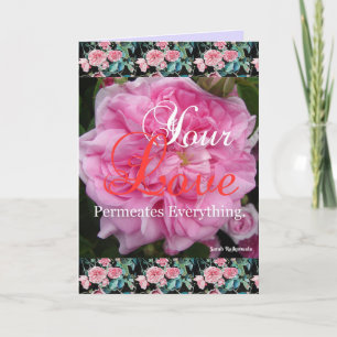 Roze Roos bloemige Jouw Liefde Doordringt Citatkaa Kaart