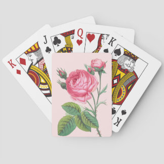 Roze roos bloemige moderne pastel pokerkaarten
